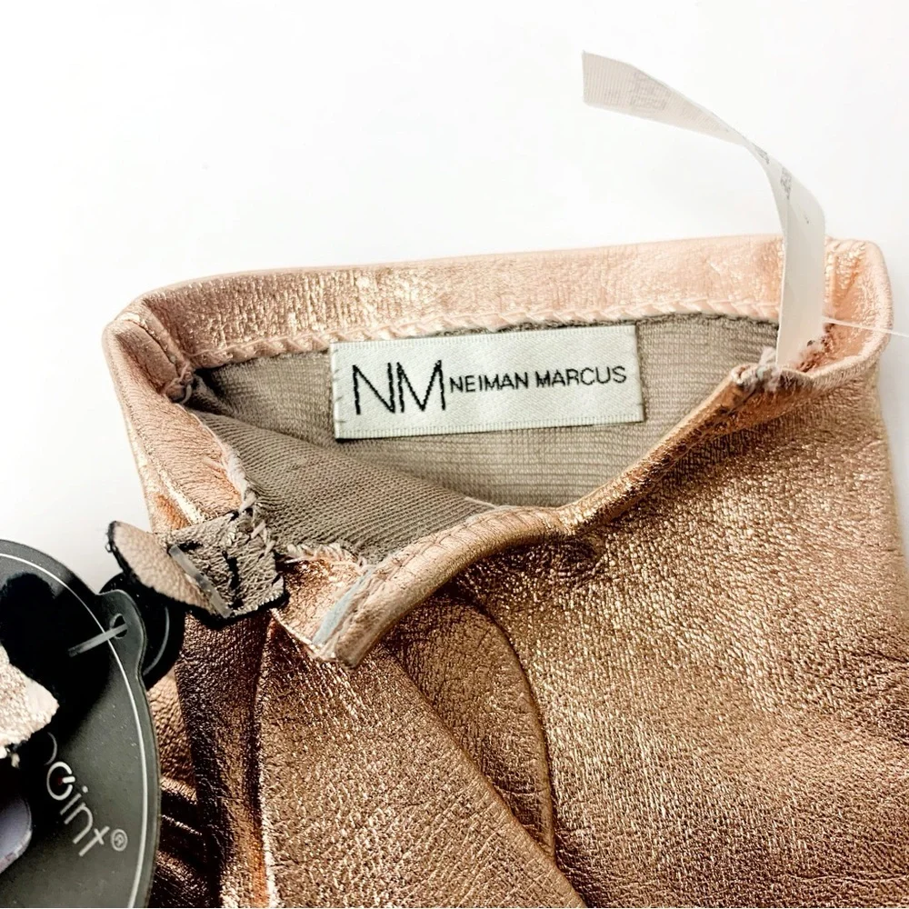 Metallic Rose Gold Leather Silk Lined Women's Gloves NWT